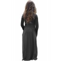 Black Long Sleeve Pocket Design Girls Maxi Dress