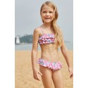 Blue Pink Multi-layer Ruffles Toddler Girls Bikini