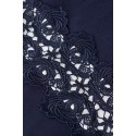 Embroidery Empire Waist Midi Dress For Party Navy Blue