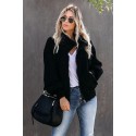 Black Cool For The Winter Pocketed Teddy Jacket