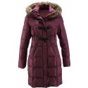 Burgundy Toggle Button Quilted Coat for Women
