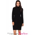 Black Cable Knit High Neck Sweater Dress