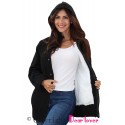 Black Long Sleeve Button-up Hooded Cardigans