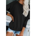 Black French Terry Cotton Blend Pullover Sweatshirt