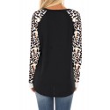 Black Leopard Print Long Sleeve Pullover Top