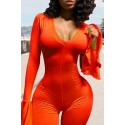 Lovely Casual Flounce Design Orange One-piece Jumpsuit