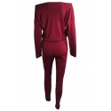 Lovely Casual Dew Shoulder Blending Wine Red One-piece Jumpsuit