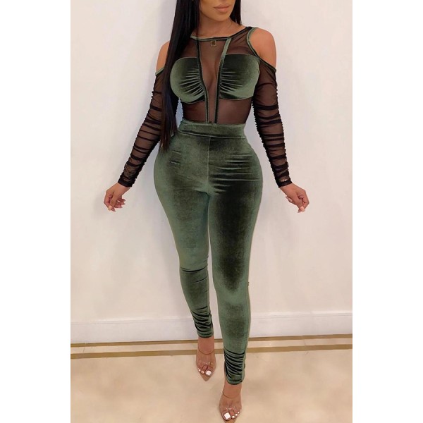 Lovely Sexy See-through Green One-piece Jumpsuit