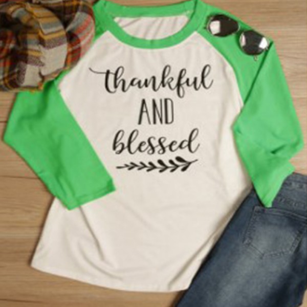 Lovely Casual Letter Printed Green Plus Size T-shirt