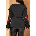 Lovely Casual Embroidery Black Plus Size Blouse