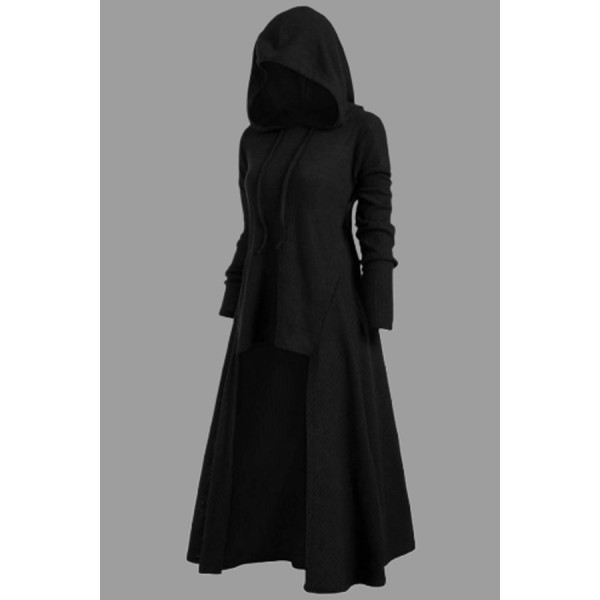 Lovely Casual Asymmetrical Black Plus Size Hoodie