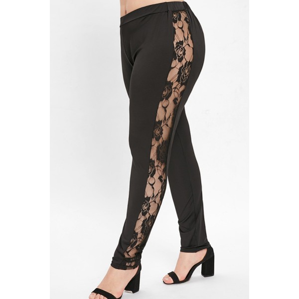 Lovely Chic Hollow-out Black Plus Size Pants