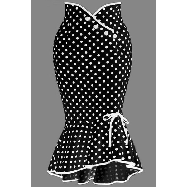 Lovely Casual Dot Black Plus Size Skirt