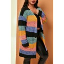 Lovely Casual Striped Multicolor Plus Size Coat