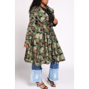 Lovely Casual Camo Print Plus Size Coat