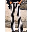 Black and White Striped Bell Pants