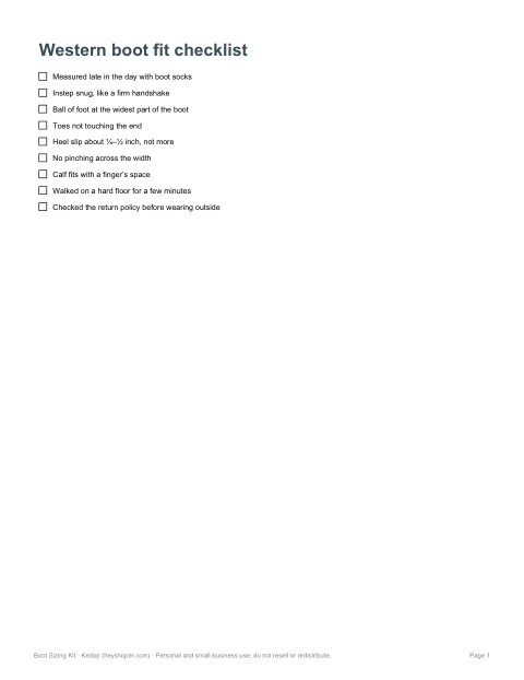 Preview of the first page of Fit checklist